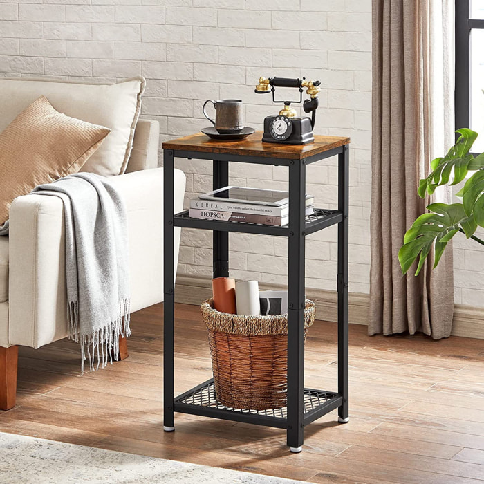 Tavolino alto stile industriale rustico con ripiani a griglia LET75BX