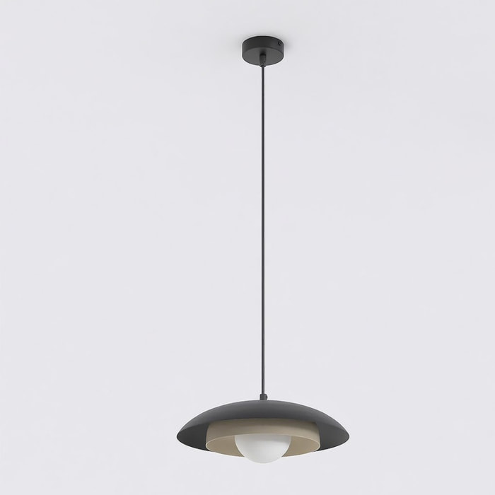 Lampada a sospensione SKIN in acciaio nero con dettagli moka