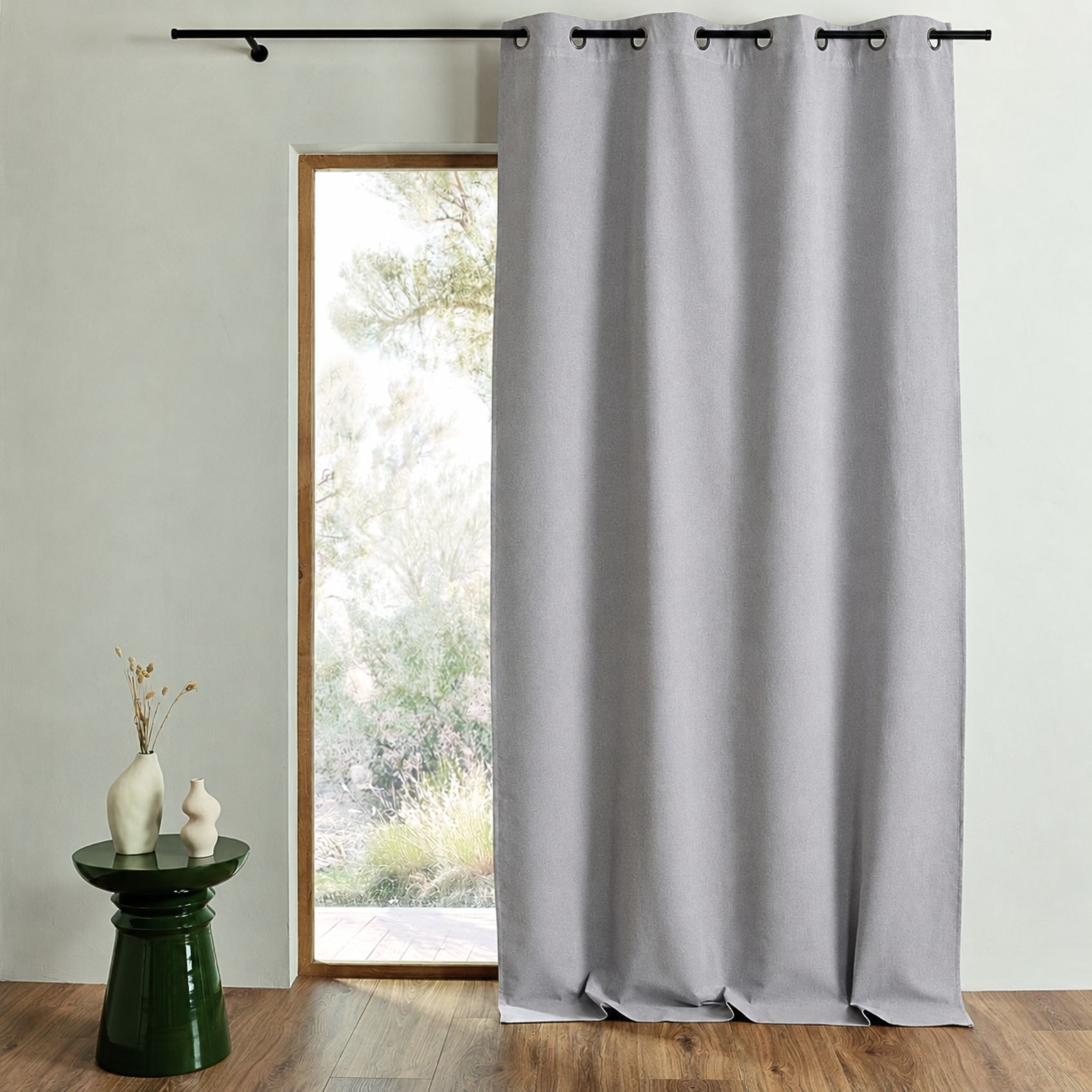 Rideau 100% occultant thermique phonique chiné - Gris clair