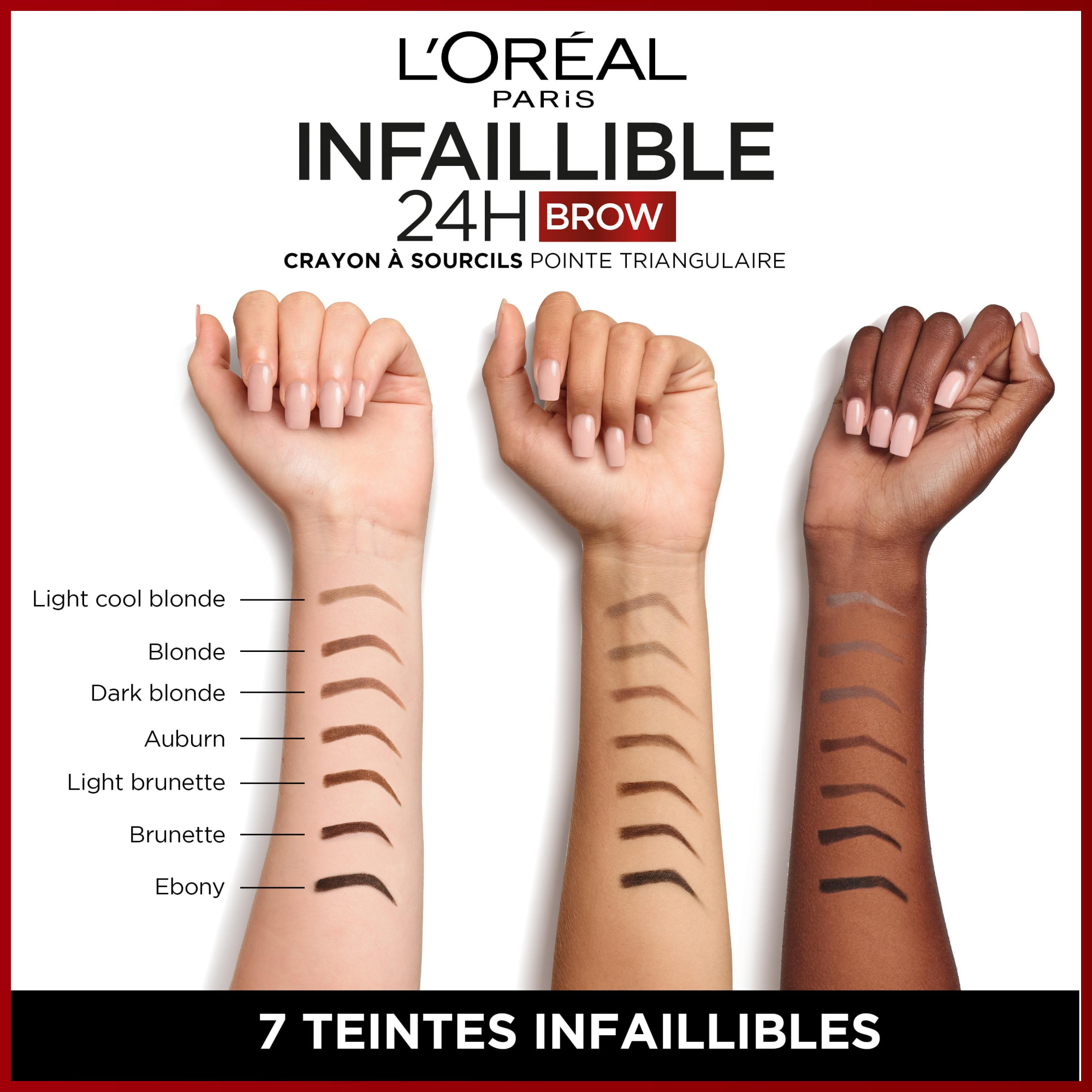 L'Oréal Paris Infaillible 24H Brow Crayon à Sourcils Pointe Triangulaire 1 Ebony