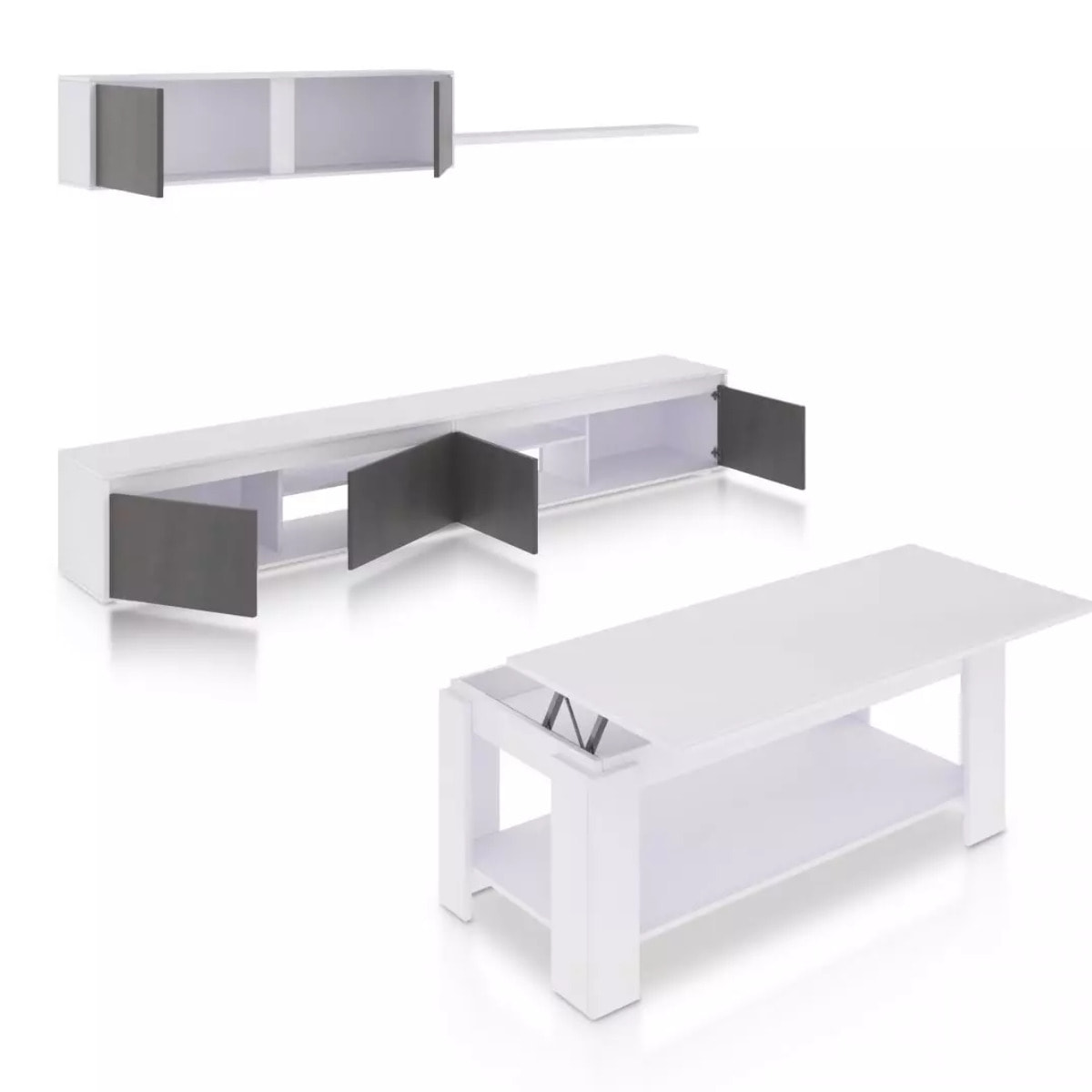 Pack salón con mesa de centro Arlet Plus Blanco Artik (Blanco Mate) - Óxido