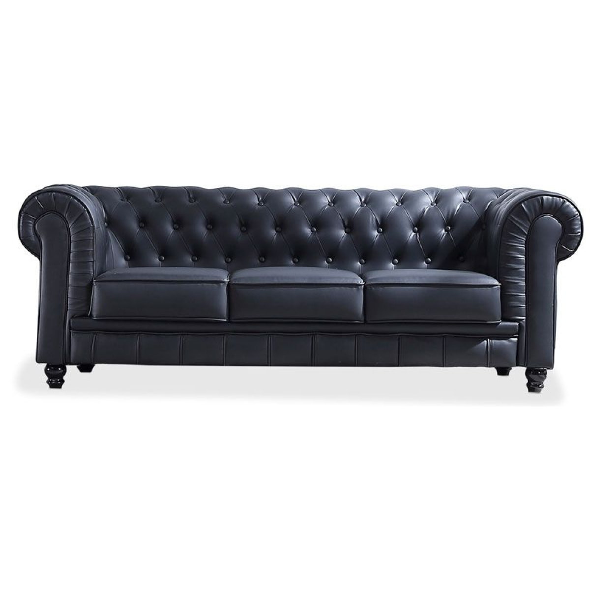 Sofá Chester 3 plazas símil piel Negro