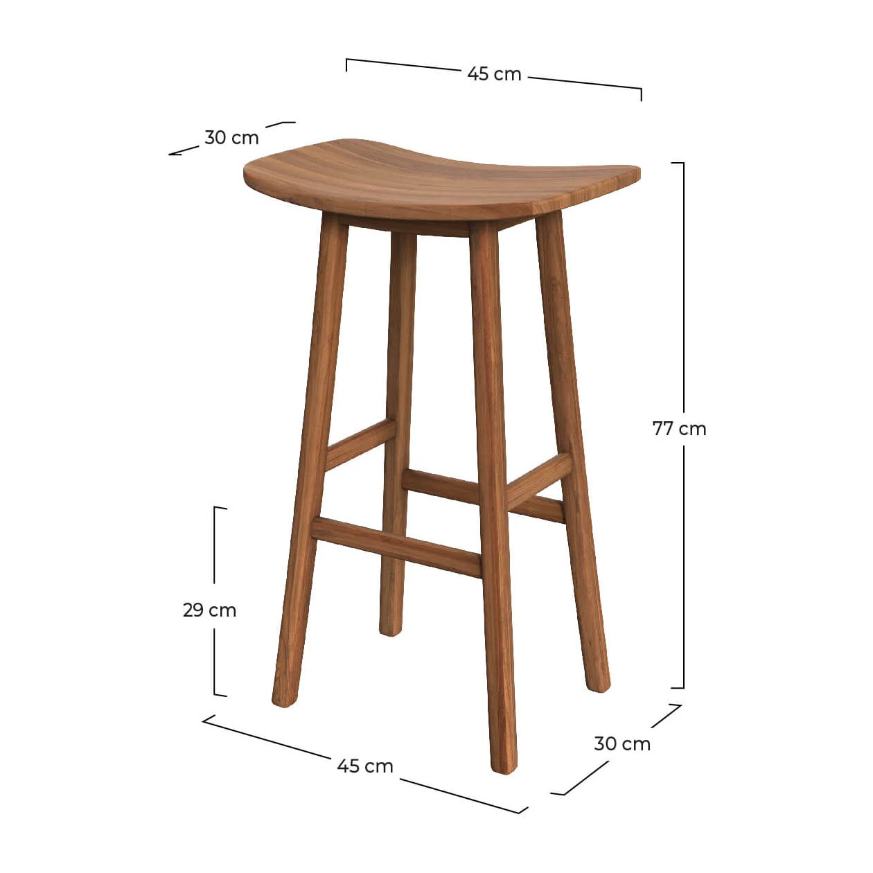 Tabouret de bar en bois de teck 77 cm - Vittoria