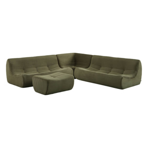 Canapé d'angle compressé modulable 7 places avec repose pied velours côtelé SOKOL