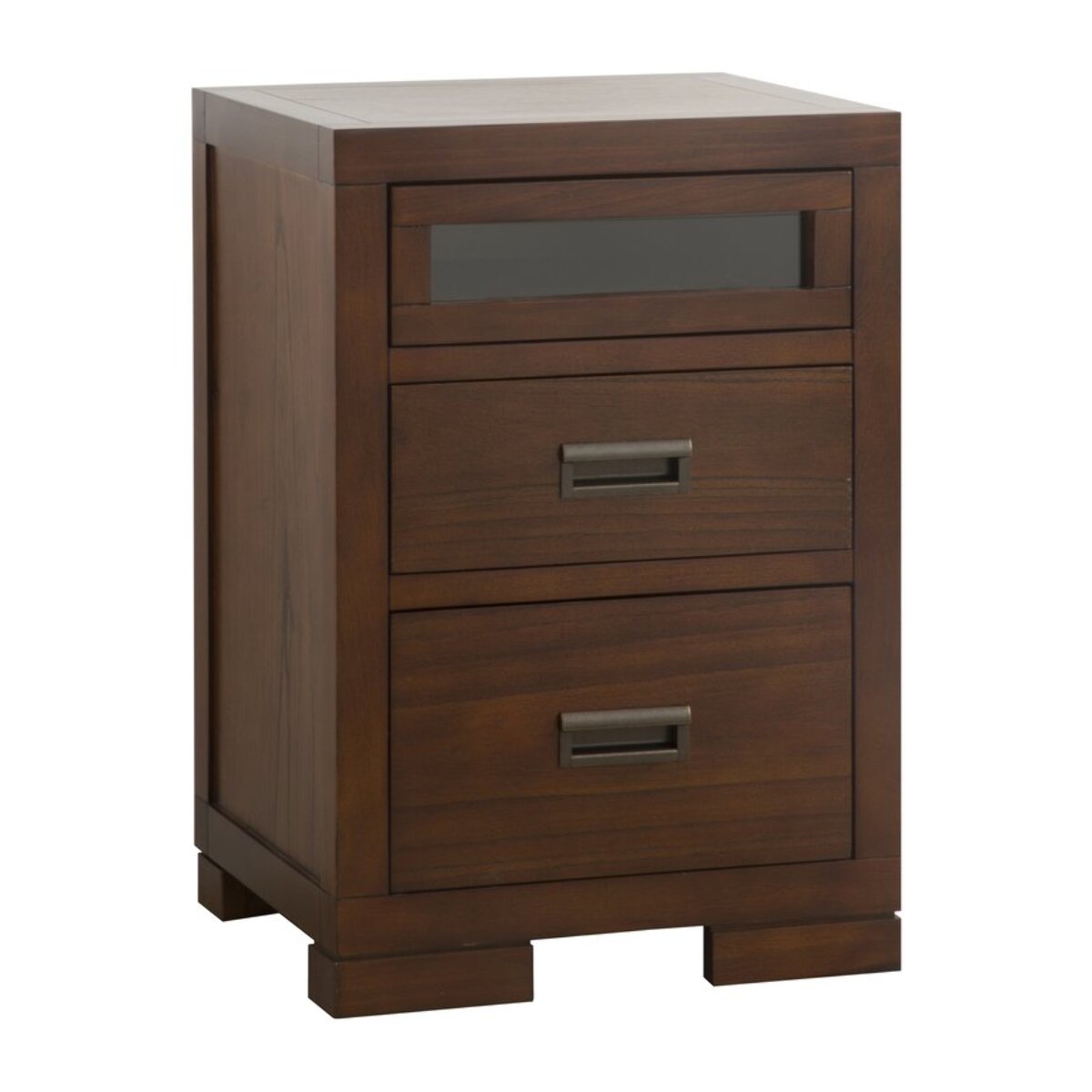 Table de chevet Kenia -bois massif de mindi et placage naturel de mindi-couleur teck 44 x 64 x 40 cm