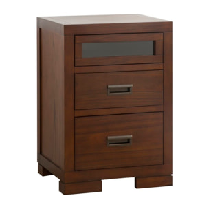 Table de chevet Kenia -bois massif de mindi et placage naturel de mindi-couleur teck 44 x 64 x 40 cm