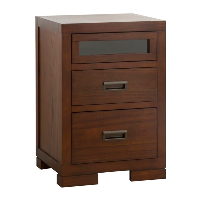 Table de chevet Kenia -bois massif de mindi et placage naturel de mindi-couleur teck 44 x 64 x 40 cm