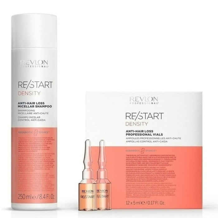 Re/start Density - Coffret Anti-Chute Shampooing Micellaire 250ml et Ampoules soin sans Rinçage 12x5ml