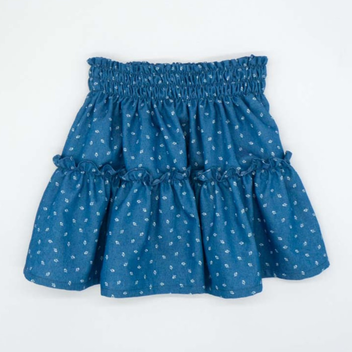 FALDA DENIM FLORES BLANCA