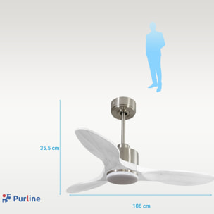 Ventilateur de plafond Réversible  Thermostat Dimmable Wifi Moteur à courant continu Toits en pente Télécommande Lumière à trois tons Hypersilence Mémoire