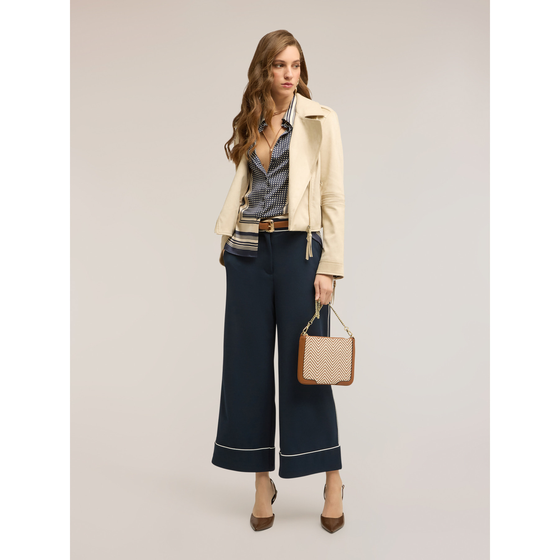 Motivi - Giacca chiodo con tirazip pendenti - Bianco