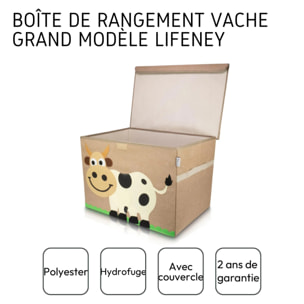 Boîte de rangement en tissu pour enfant grand modèle "Vache" avec couvercle Lifeney