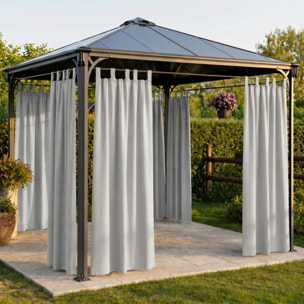 Tenda per gazebo con passanti e bottoni, telo ombreggiante in cotone e poliestere resistente ai raggi UV, facile da installare, ideale per terrazzo veranda e giardino, garantisce privacy e protezione dal sole