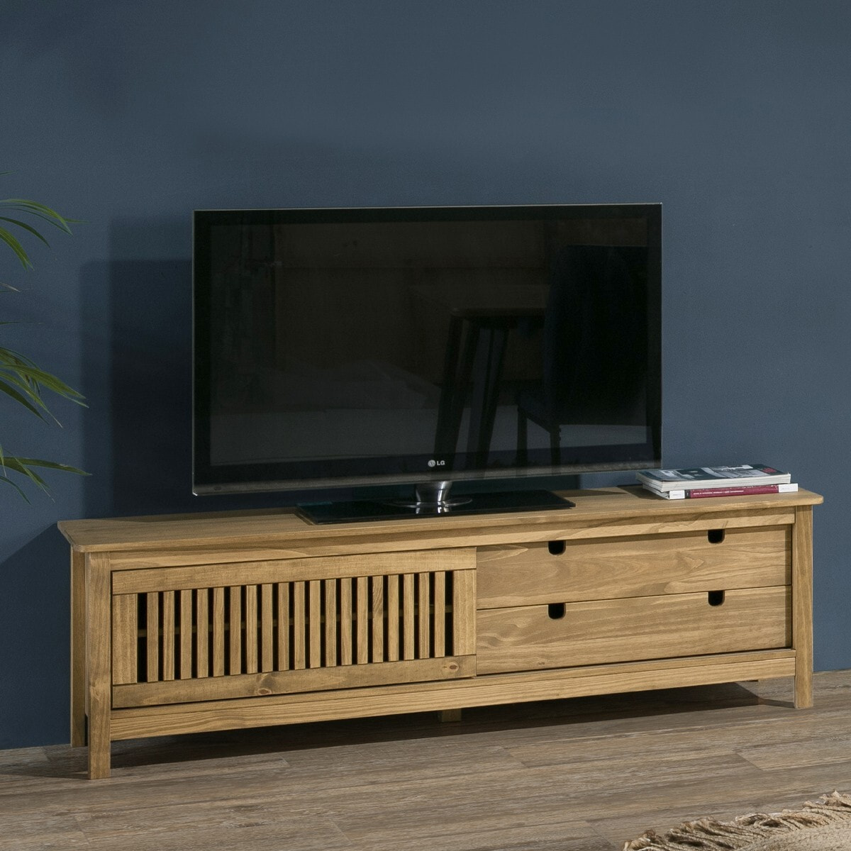 Meuble TV 1 porte coulissante 2 tiroirs  - FABIA