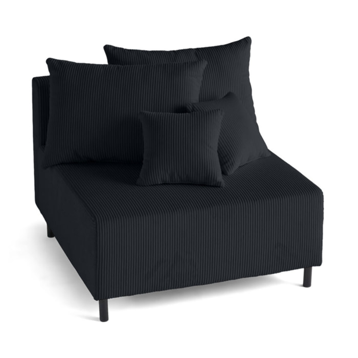 Edinburg - module d'assise sans accoudoirs - en velours côtelé - Noir