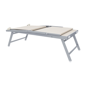 Coppia Di Lettini Prendisole Pieghevole Professionale in Alluminio e Tessuto Textilene Tettuccio Parasole Sdraio Mare Spiaggia 182x60x38 cm Beige