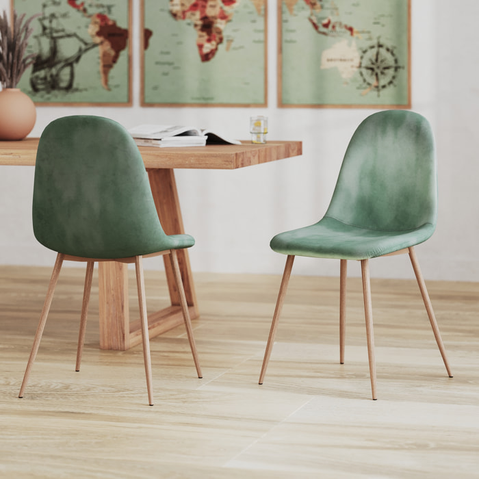 Lot de 2 chaises en velours vert d'eau - Fredrik