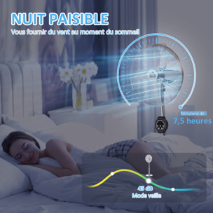 Ventilateur sur pied 50W oscillant réglable H.120-135 cm 3 vitesses timer télécommande 4 pales métal