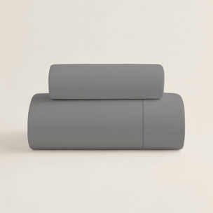 Naturals - Funda Nórdica Lisa - Cierre con botones - 100% Algodón - Incluye 1/2 Fundas de Almohada - Gris