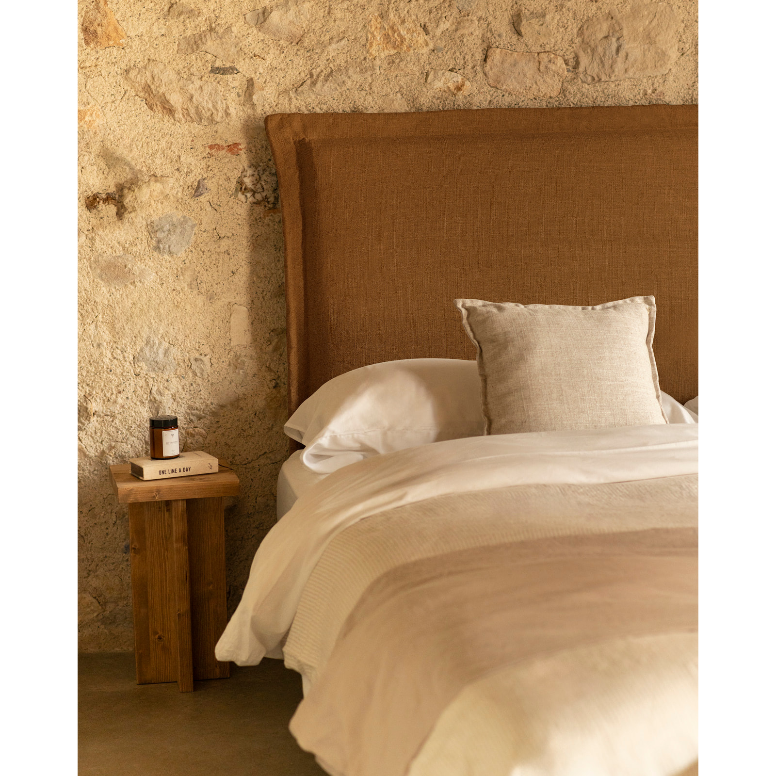 Housse de tête de lit en lin terracotta en différentes tailles