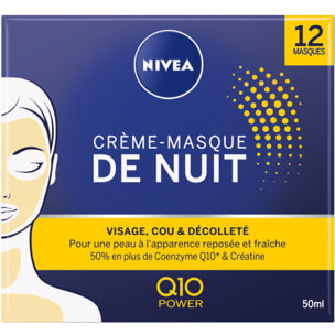 Pack de 3 - Masque de nuit visage cou et décolleté NIVEA Q10 POWER pot de 50ML pour 12 masques