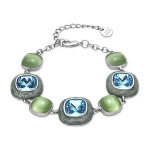 Pulsera con Cristal Azul acabado plata