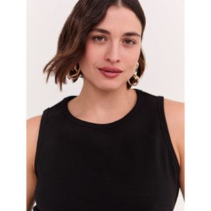 Fiorella Rubino - Top de punto de algodón acanalado - Negro