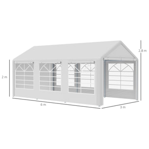 Carpa para Fiestas de Jardín 6x3m con 4 Paneles Laterales 2 Puertas y 6 Ventanas