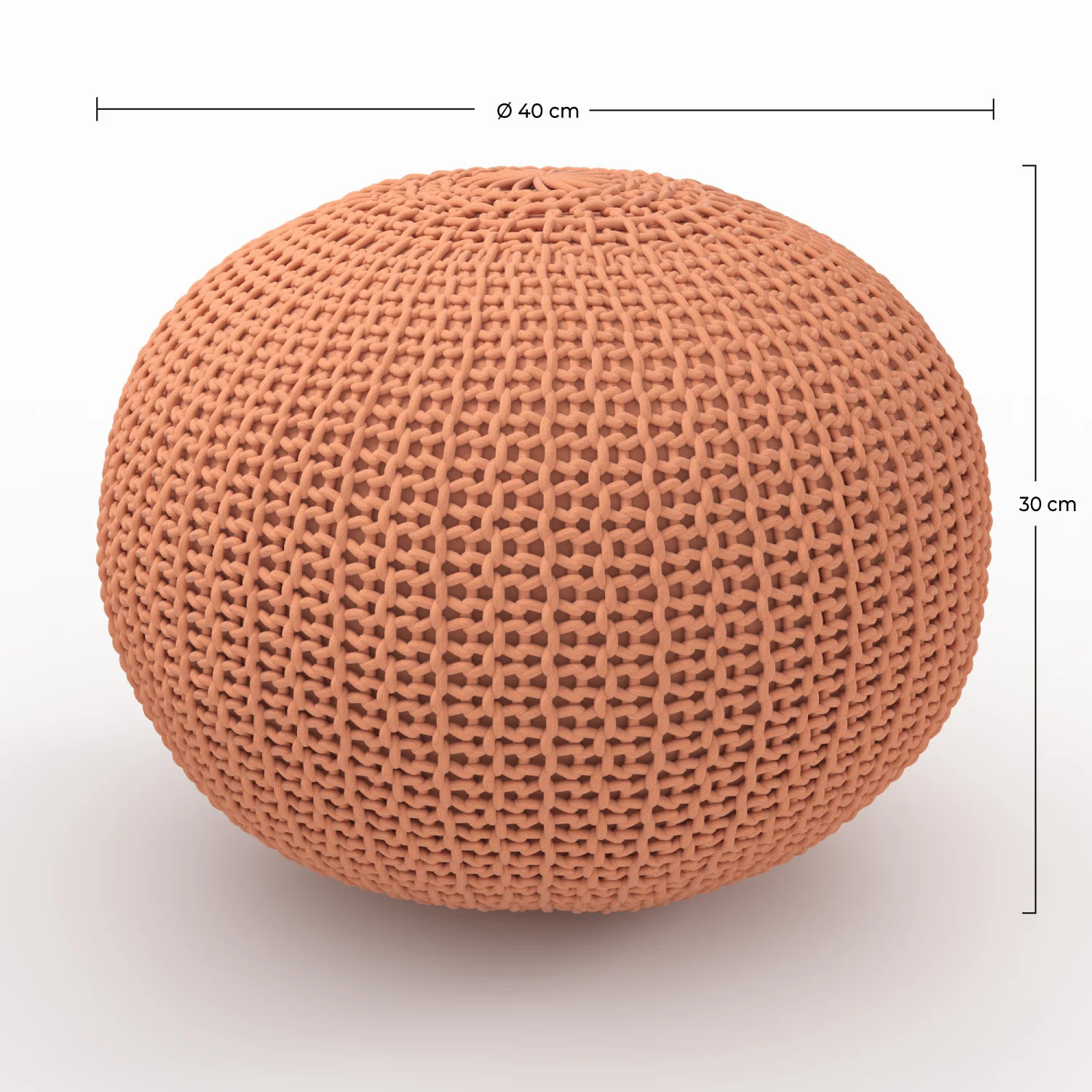 Pouf tricot rond rose poudré D40 cm - Elisa