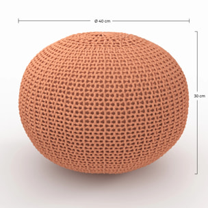 Pouf tricot rond rose poudré D40 cm - Elisa