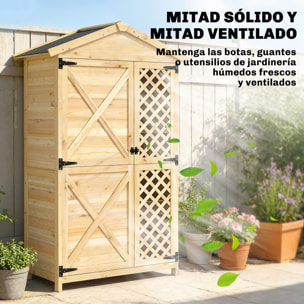 Armario de Exterior de Madera Caseta Jardín Exterior con Techo de Asfalto 2 Puertas Ventiladas con Pestillo 2 Estantes Extraíbles Cobertizo de Jardín para Almacenaje Herramientas Natural