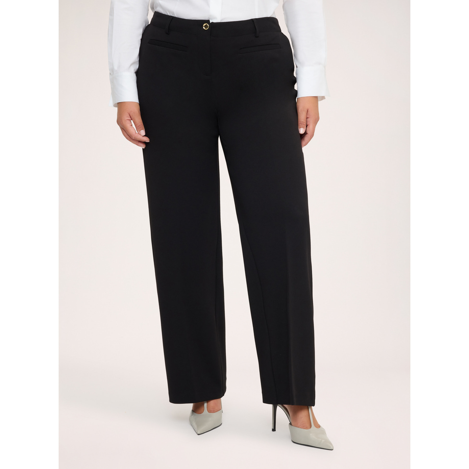 Fiorella Rubino - Pantalones Wide Leg en tejido stretch - Negro