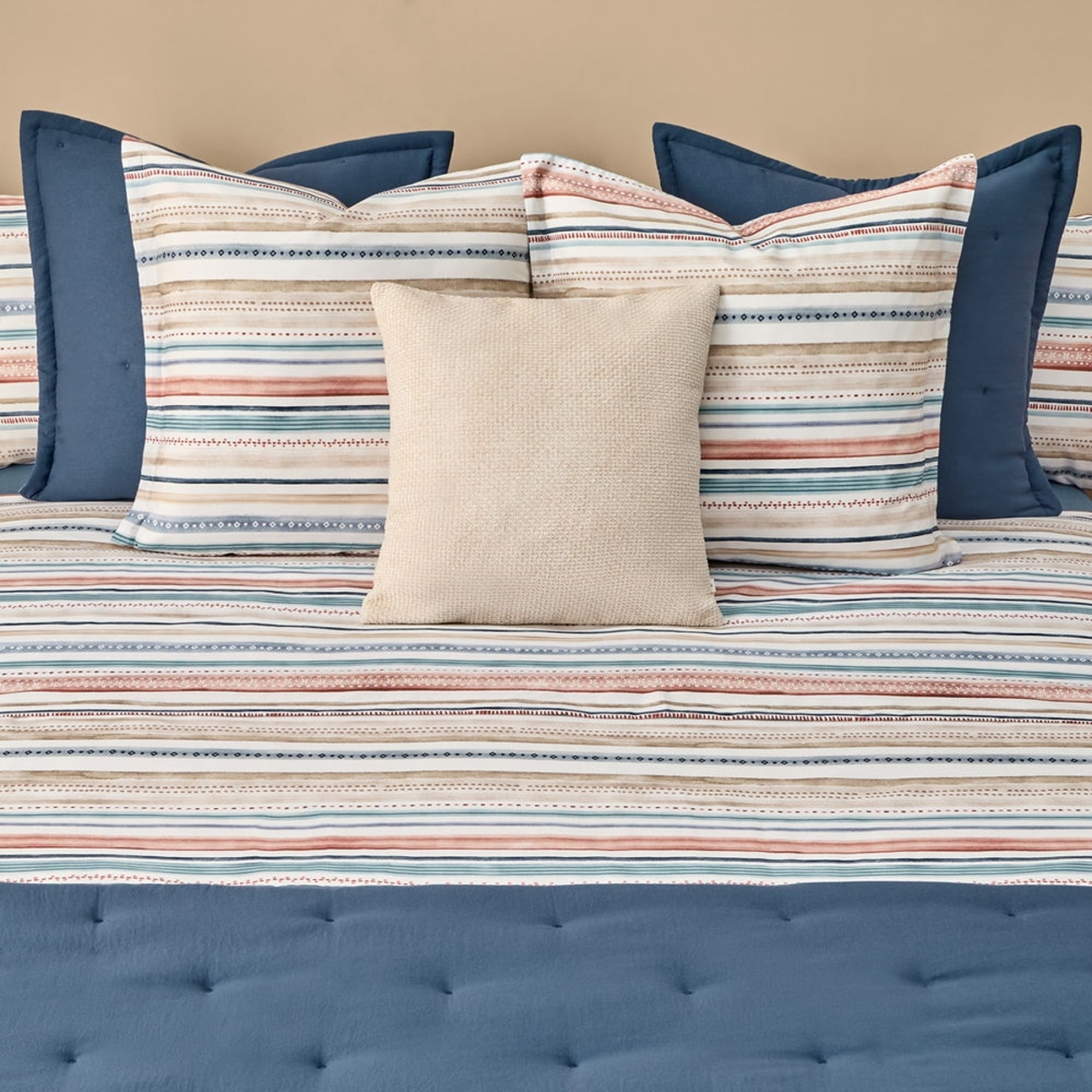 Funda nórdica rayas multicolor Onray color azul 100% Algodón percal