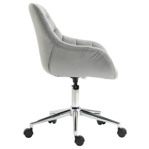 Vinsetto Chaise de bureau design Chesterfield effet capitonné hauteur réglable pivotant 360° piètement chromé velours gris