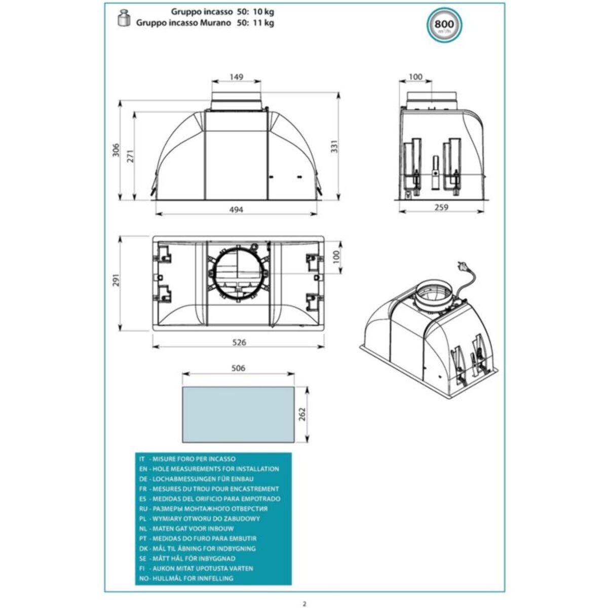 Hotte encastrable FALMEC GRUPMU3110
