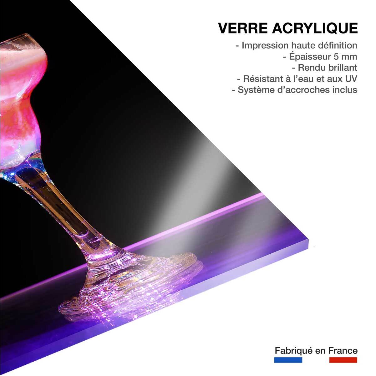 Tableau decoration cuisine cocktail rose Tableau plexiglas