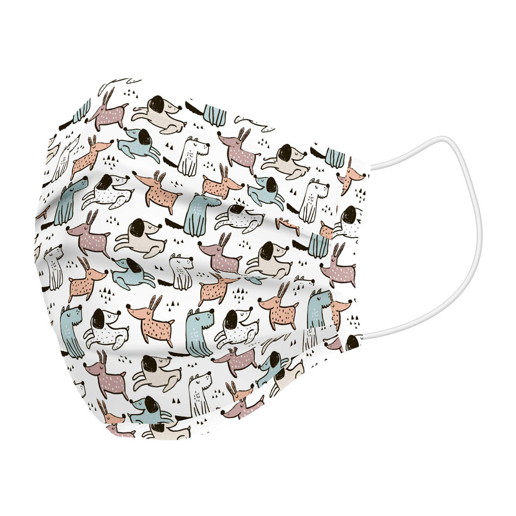 Mascarilla Higiénica - Reutilizable - Estampada - Microfibra - Dogs Kids