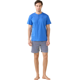 Pigiama uomo in cotone con top manica corta e pantalone corto articolo colorful Noidinotte