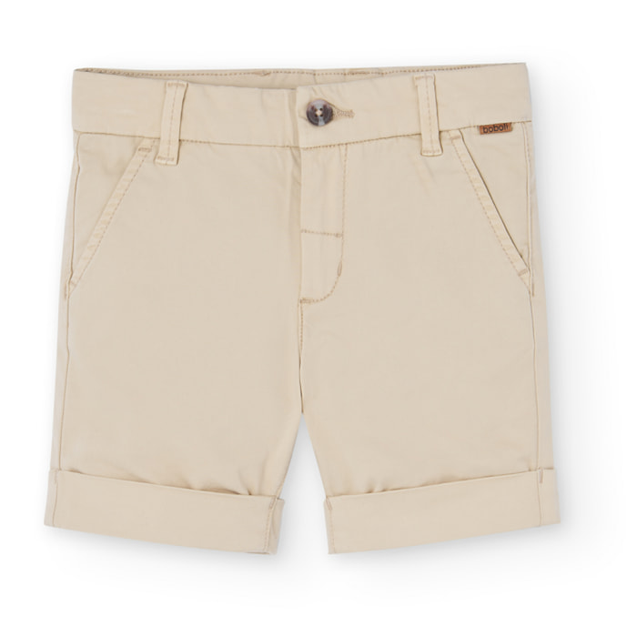 Bermudas niÃ±o, satÃ©n, cierre de botÃ³n, beige
