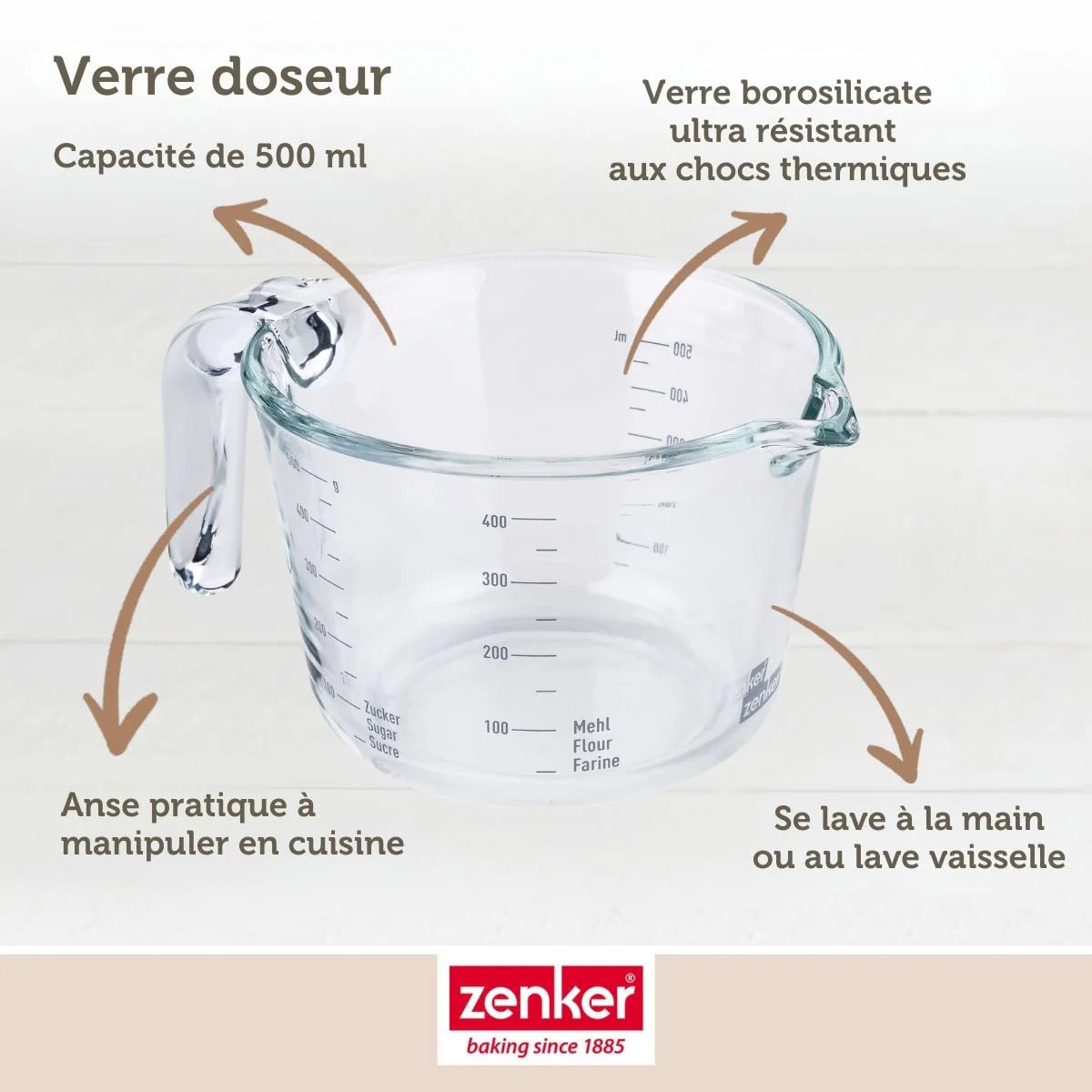 Verre mesureur en verre 500 ml Zenker