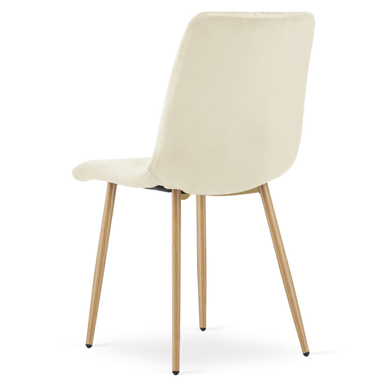 Set di 2 sedie Turin in velluto beige con gambe effetto legno