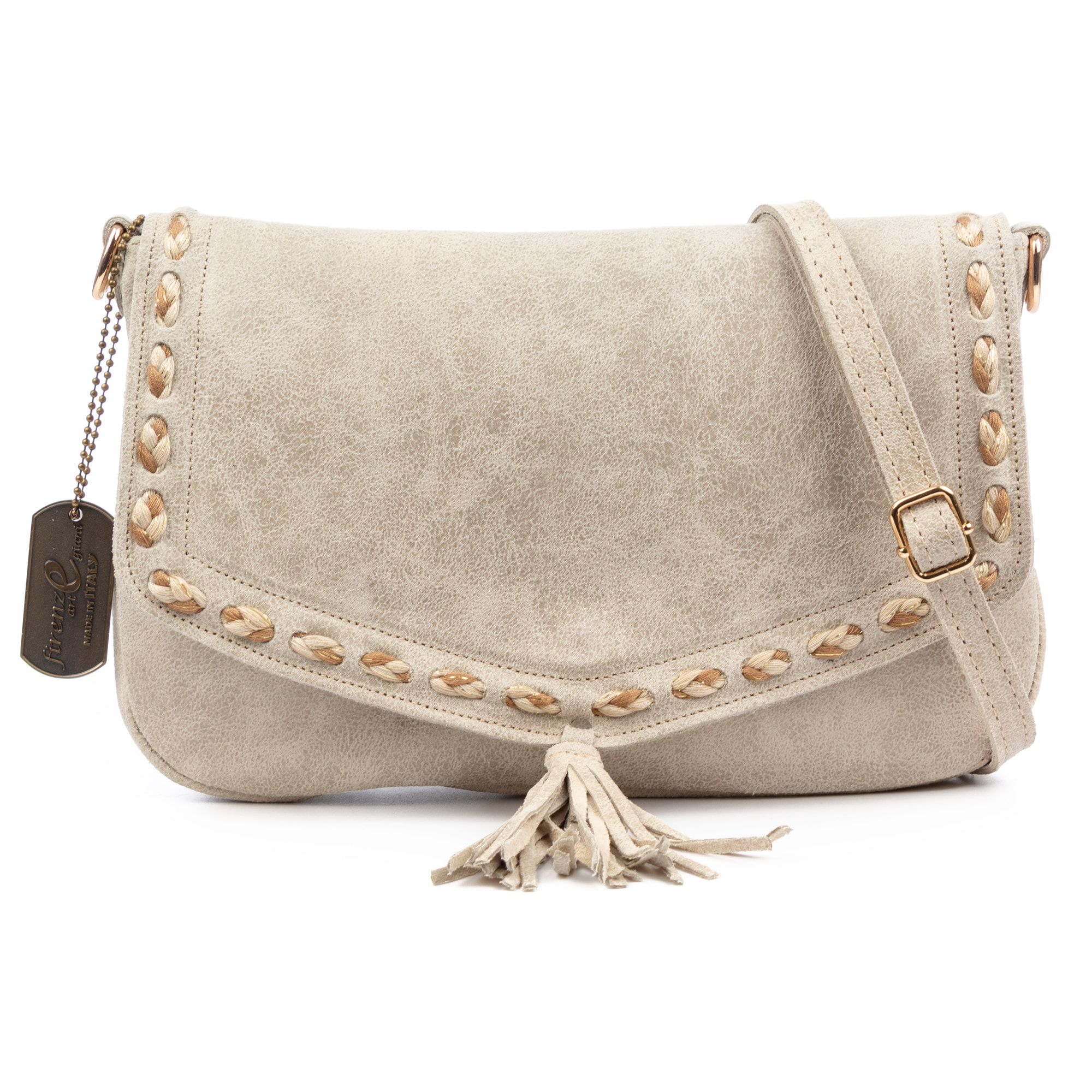 Belmonte Bolso bandolera Mujer. Piel auténtica Gamuza Lavado a la Piedra