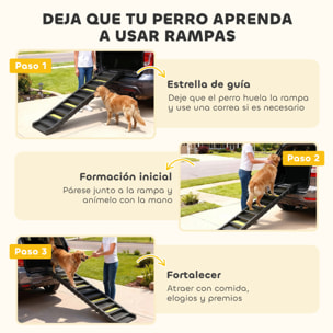 Rampa para Perros Plegable, 154 cm, Rampa para Perros para Coche y Cama Alta con 10 Escalones Antideslizantes, Ligera y Resistente, Carga 68 kg, para Sofá, Negro