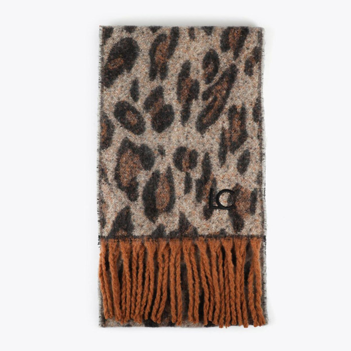 Sciarpa Animalier con Frange