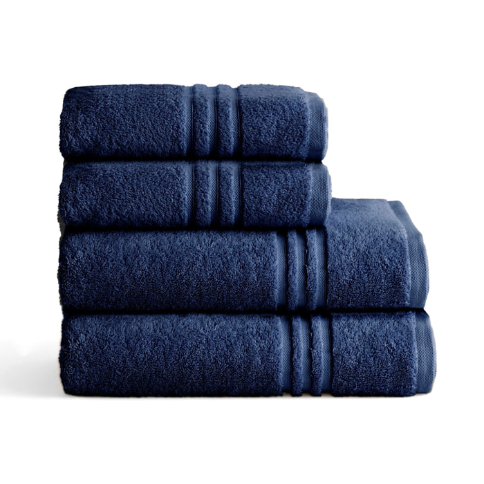 Set de serviettes éponge 100% Coton Éponge Peigné - 700 g/m2 MARINE