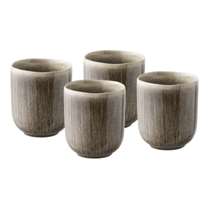 Set 4 tazze Viola in stoneware grigio senza manico ø8x9,5 cm