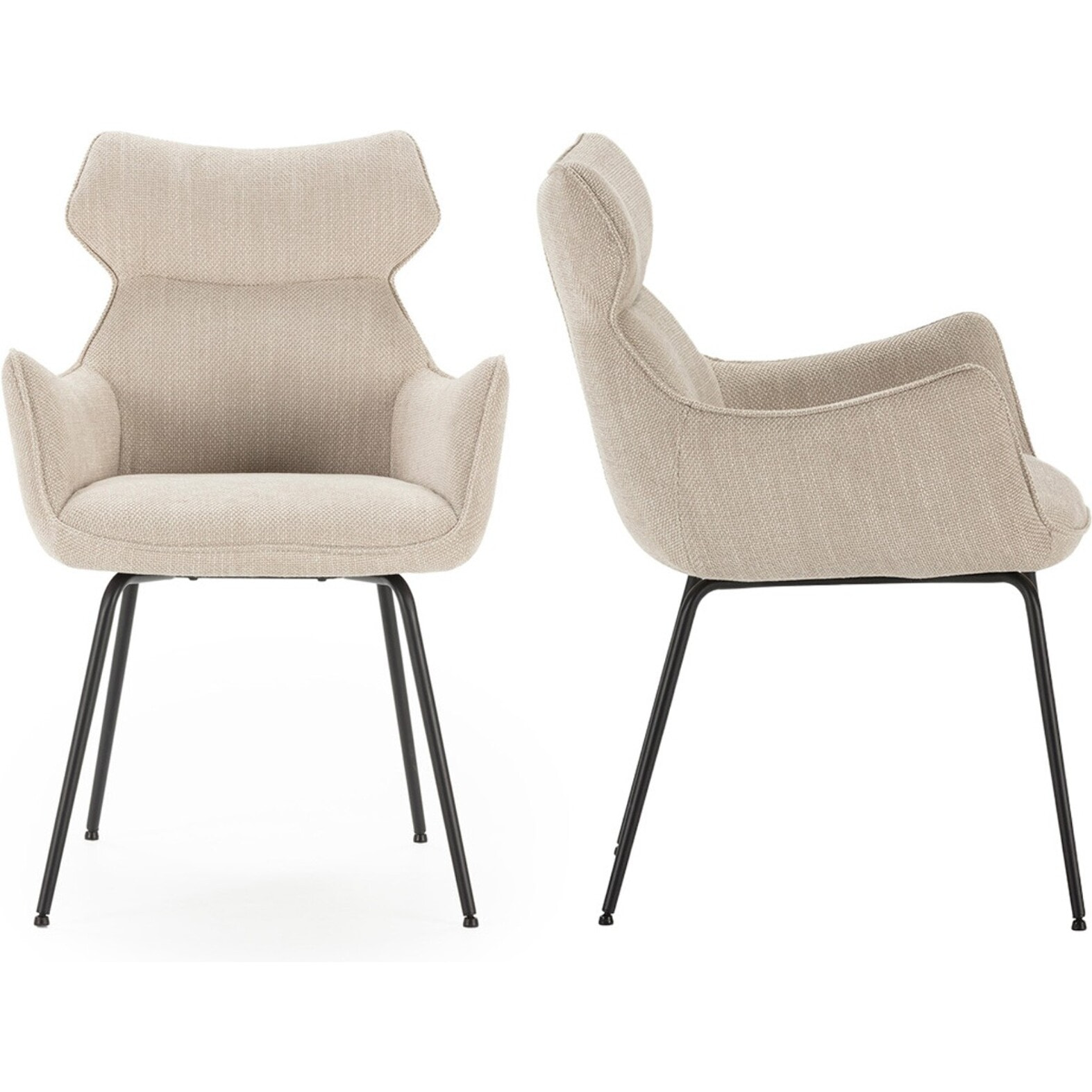 Lot de 2 fauteuils de table en tissu - ICONIC