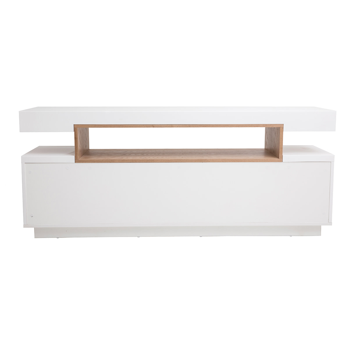 Buffet scandinave blanc mat et bois 4 portes L180 cm LIVO