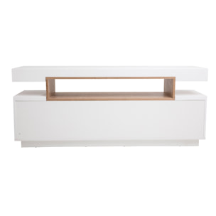 Buffet scandinave blanc mat et bois 4 portes L180 cm LIVO