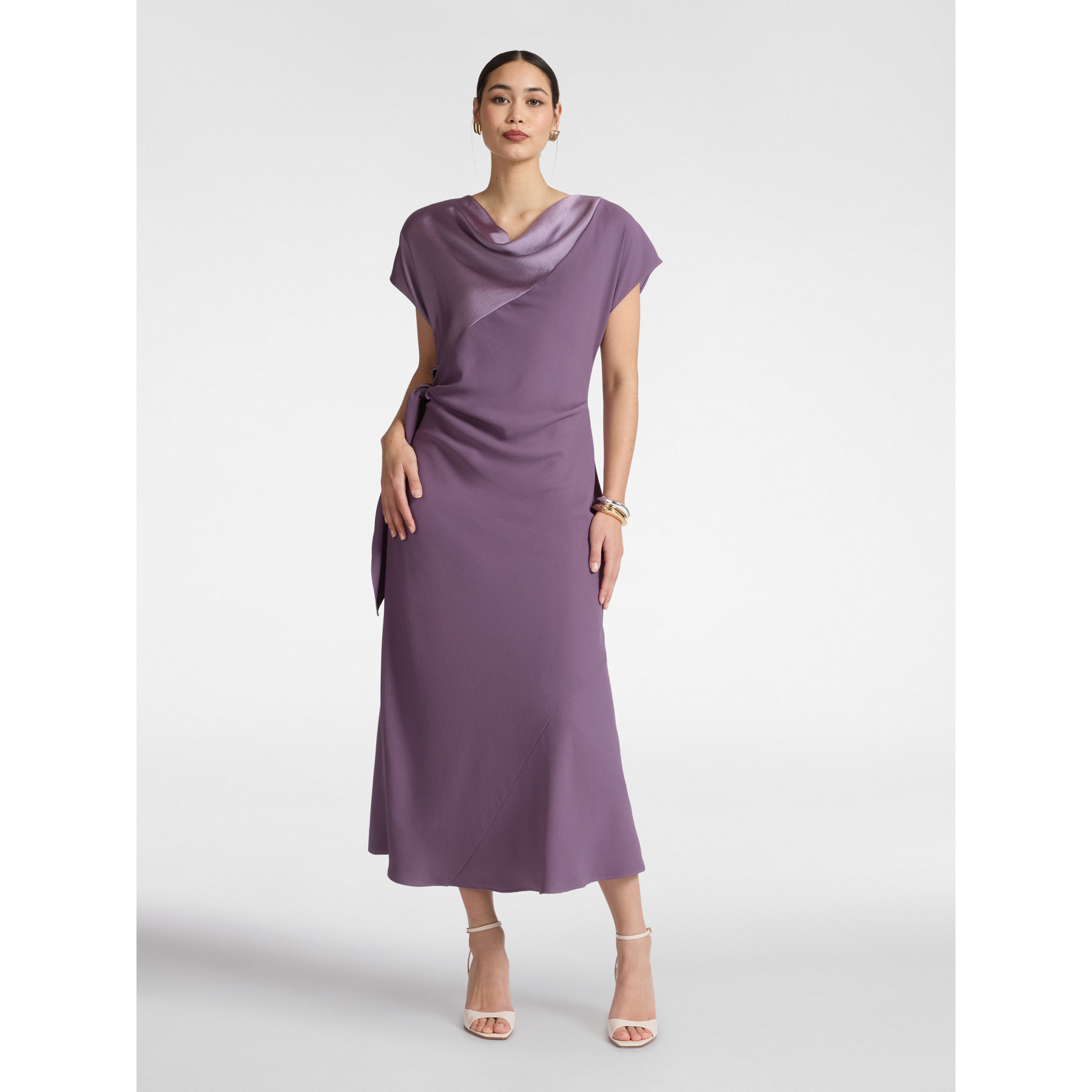 Elena Mirò - Vestido largo con nudo lateral - Violeta